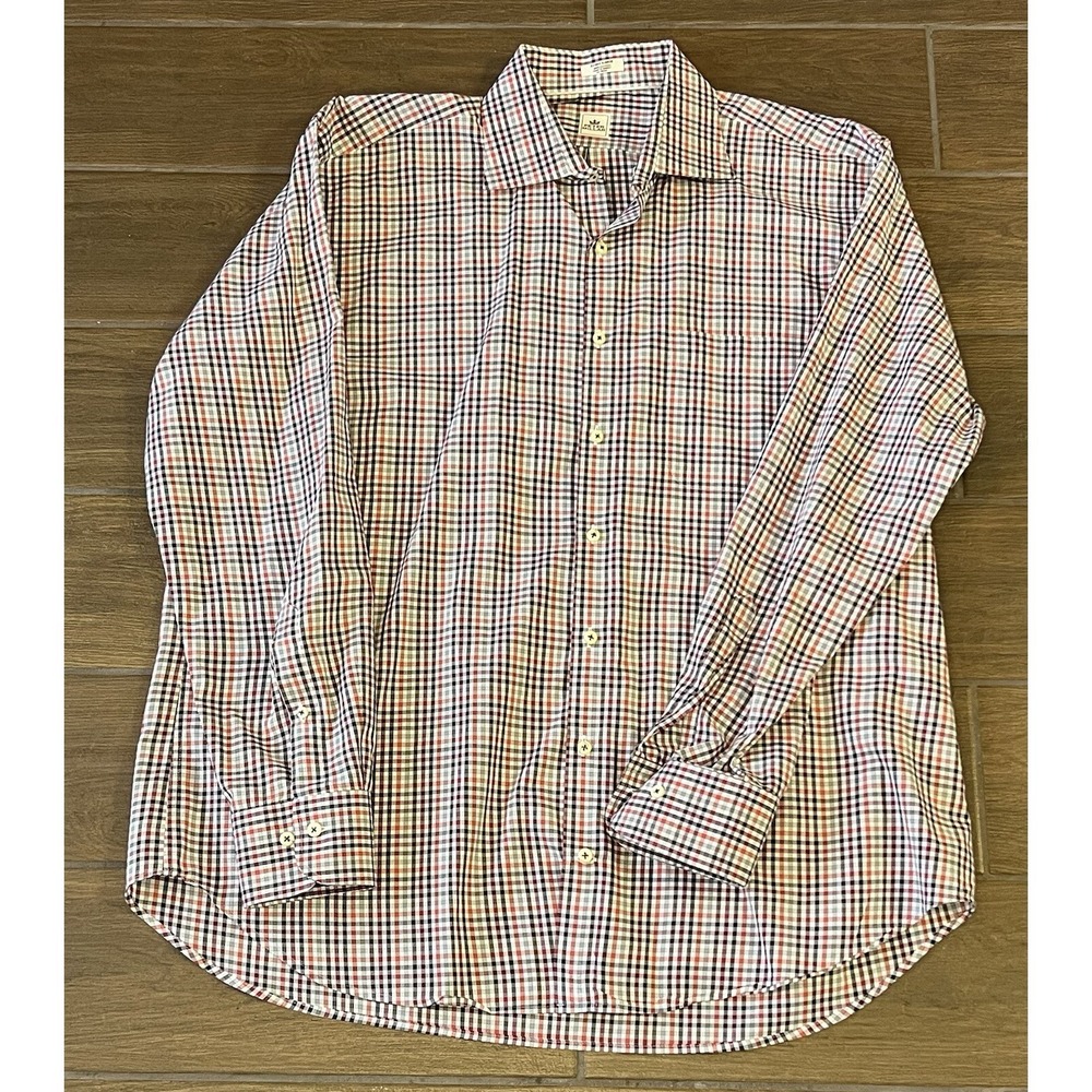 Peter Millar Men's Shirt XL Multicolor Gingham Check Button Up Long Sleeve